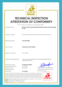CE Certificate Honeycomb SCR Catalyst