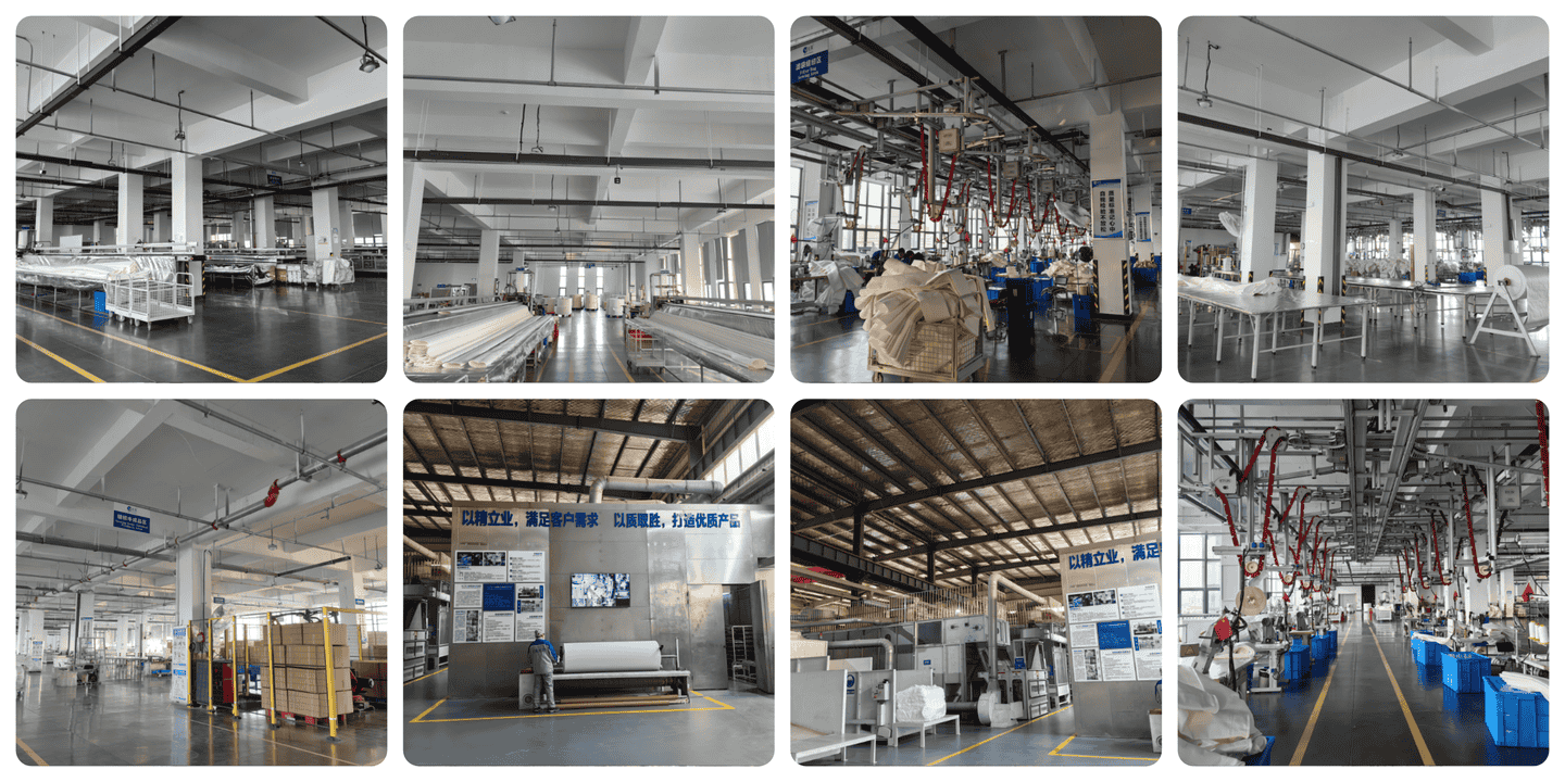 Filter bag production workshop diagram