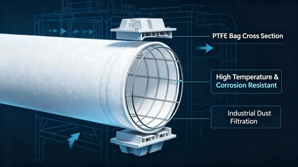 PTFE bag high temperature and corrosion resistant industrial filtration solution structural cross section