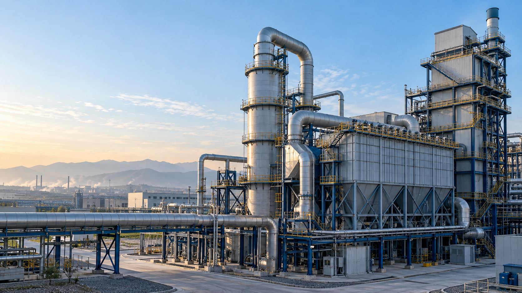 Integrated baghouse filtration and SCR denitration equipment at a modern chemical plant